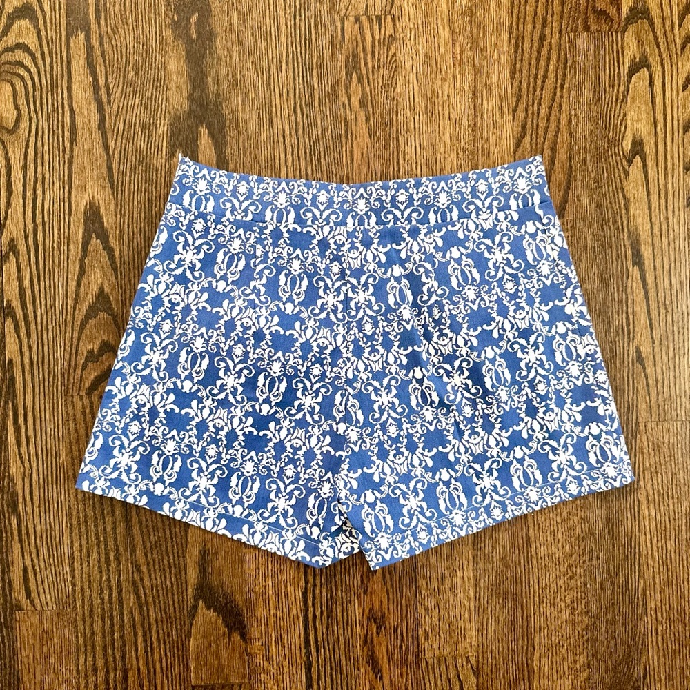 Freeway High Waist Blue and White Floral Shorts